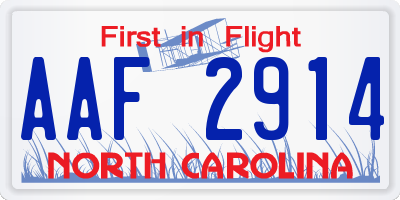 NC license plate AAF2914