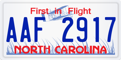 NC license plate AAF2917