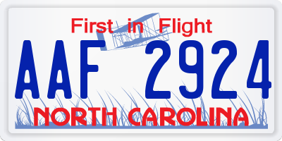 NC license plate AAF2924