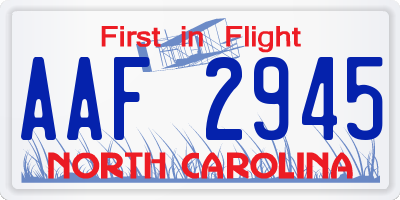 NC license plate AAF2945