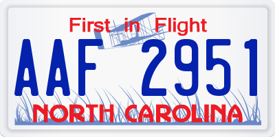 NC license plate AAF2951