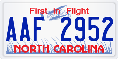NC license plate AAF2952