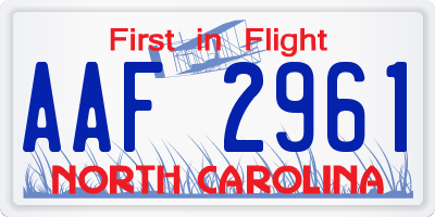 NC license plate AAF2961