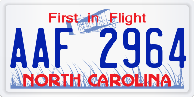 NC license plate AAF2964