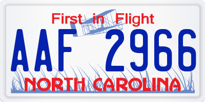 NC license plate AAF2966