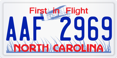 NC license plate AAF2969