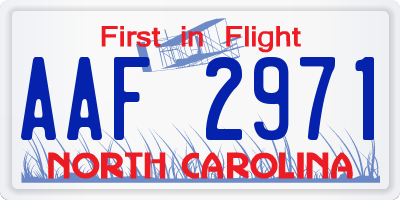 NC license plate AAF2971