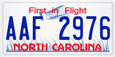 NC license plate AAF2976