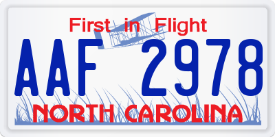 NC license plate AAF2978