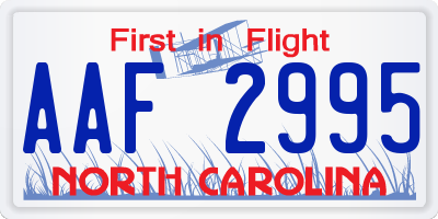 NC license plate AAF2995