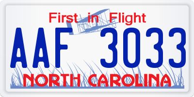 NC license plate AAF3033