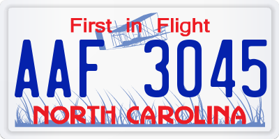 NC license plate AAF3045