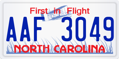 NC license plate AAF3049