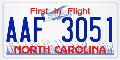 NC license plate AAF3051