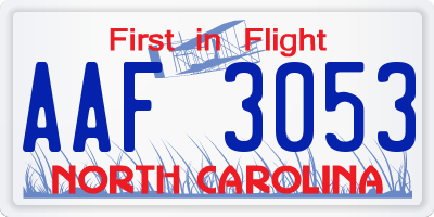 NC license plate AAF3053