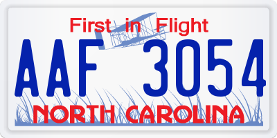 NC license plate AAF3054