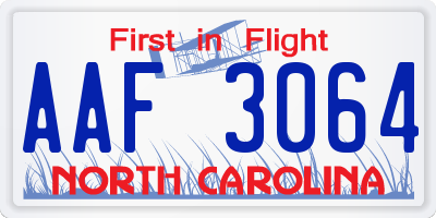 NC license plate AAF3064