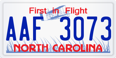 NC license plate AAF3073