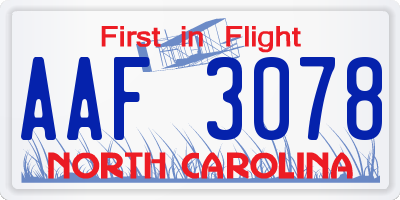 NC license plate AAF3078