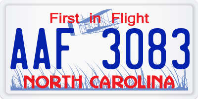 NC license plate AAF3083