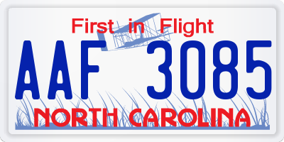 NC license plate AAF3085