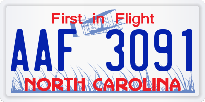 NC license plate AAF3091
