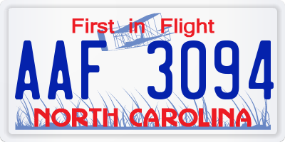 NC license plate AAF3094