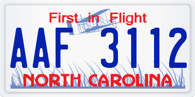 NC license plate AAF3112