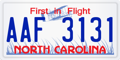NC license plate AAF3131