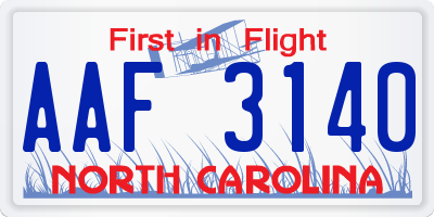 NC license plate AAF3140