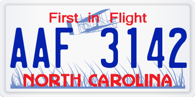 NC license plate AAF3142