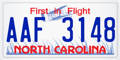 NC license plate AAF3148
