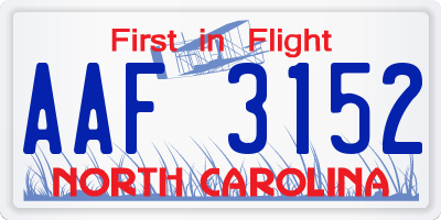 NC license plate AAF3152