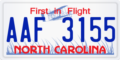 NC license plate AAF3155