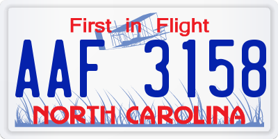 NC license plate AAF3158
