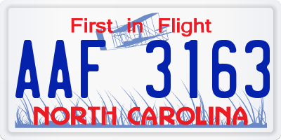 NC license plate AAF3163