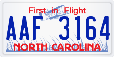 NC license plate AAF3164