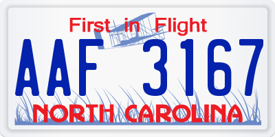 NC license plate AAF3167