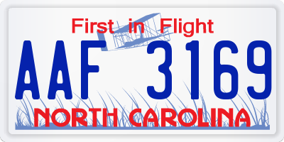 NC license plate AAF3169