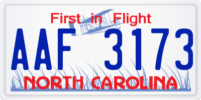 NC license plate AAF3173