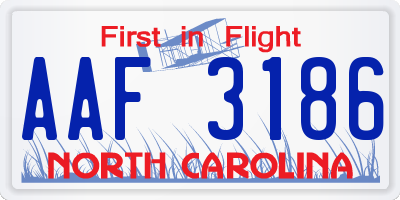 NC license plate AAF3186