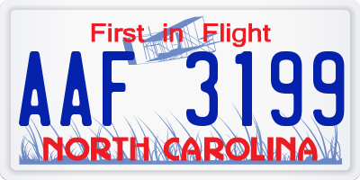 NC license plate AAF3199