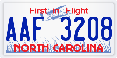 NC license plate AAF3208