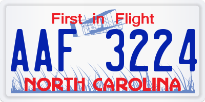 NC license plate AAF3224