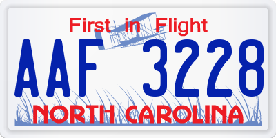 NC license plate AAF3228