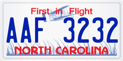 NC license plate AAF3232