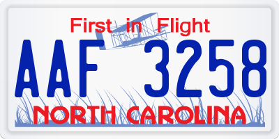 NC license plate AAF3258