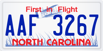NC license plate AAF3267