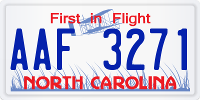 NC license plate AAF3271