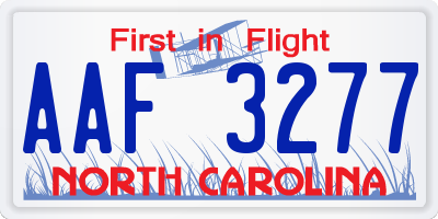 NC license plate AAF3277